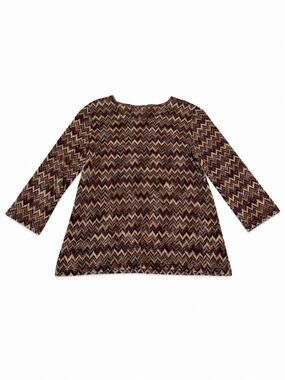 Women’s Large Multicolor Chevron Knit Tunic Top 3/4 Sleeve Boho Blouse